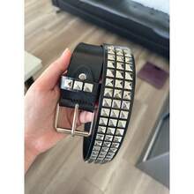 Punk Rock Studded Belt For Women & Men Gothic Pyramid Spike Belt With Metal Buckle Edgy Grunge Accessory For Jeans, Daily Commute And Alternative Fashion - màu đen - Xem 6