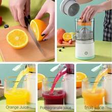 This Dual-Color Juicer Features USB Charging, Easy-To-Use Button Controls, A Detachable Cup, And An Automatic Juice Separator-Making It An Ideal Choice For Making Fresh Juice And A Perfect Holiday Gift. - Green - View 5