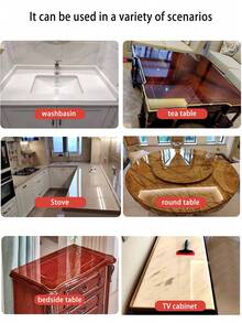 1卷高清透明保护膜，厨房贴纸，防水防油防火，适用于桌面、墙面、咖啡桌、餐桌、家具、大理石等表面，耐刮擦耐热，无内纸筒包装 - 白色 - 查看 6