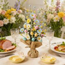 Plantas artificiales, huevos de Pascua realistas, plantas falsas, decoración de interiores, regalo para la ventana del porche. - Amarillo - Ver 5