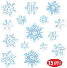 Beistle Snowflake Stickers U2013 60 Pack, Winter Snow Craft Stickers With Blue &Amp; White Designs, Holiday Scrapbook Seals For Christmas Cards, Gift Bags, Envelopes &Amp; Crafts, 4 Sheets With 15 Per Sheet - 白色 - 查看 2