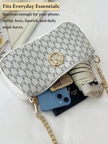 Women's Vintage Crossbody Bag With Gold Chain And M Pattern,Retro Letter Print Shoulder Purse For Women, Chic Crossbody Bag For Travel, Commute, Dates & Daily Outings, Fashion Shoulder Bag, Fashion Handbag, Metal Decoration, Designer-Inspired Tote Bag, Elegant Everyday Clutch, Crossbody Bag,Purse Fits Phone, Wallet, Keys In White, Black & Coffee Brown,The Best Gift Choice, Birthday Gift, Valentine's Day[US Local Warehouse] - 彩色 - 查看 7