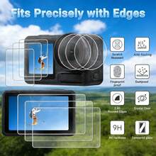 9片装（3片主屏幕保护膜+3片副屏幕保护膜+3片镜头膜），适用于Osmo Action 3/4系列，钢化玻璃材质，9H硬度，防刮花，无气泡，相机配件，屏幕保护膜 - 9pcs - 查看 6