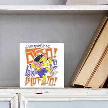Simpsons - Style Cartoon Character Decorative Wooden Box, Vibrant Retro - Hip Hop Aesthetic, Yellow Skin Character With Black Curly Hair In Pink Shirt & Purple Shorts, Dynamic Pose, Stylized Colorful Text 'MY NAME IS!!' 'DOO!' 'LOVE TO GET BLOF TO!' - Eye - Catching Home Decor & Gift Box - White - View 2