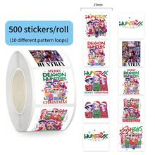 500张/卷 K-Pop 女团猎巫主题贴纸，10款独特卡通设计，适用于信封、礼品袋、笔记本、滑板、水瓶、行李箱、手机壳、平板电脑等——是办公室、家居或礼品装饰的完美之选，持久耐用。 - 彩色 - 查看 11