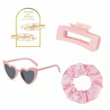 Bộ 4 món dành cho phù dâu, gồm 2 kẹp tóc phù dâu, 1 kẹp tóc phù dâu, 1 gương trang trí phù dâu và 1 dây buộc tóc. Phụ kiện tóc bằng lụa satin mềm mại, thích hợp cho phái nữ, quà tặng đám cưới, quà lưu niệm cho phù dâu (Xanh lá cây, Hồng) - 4 cái - Xem 3