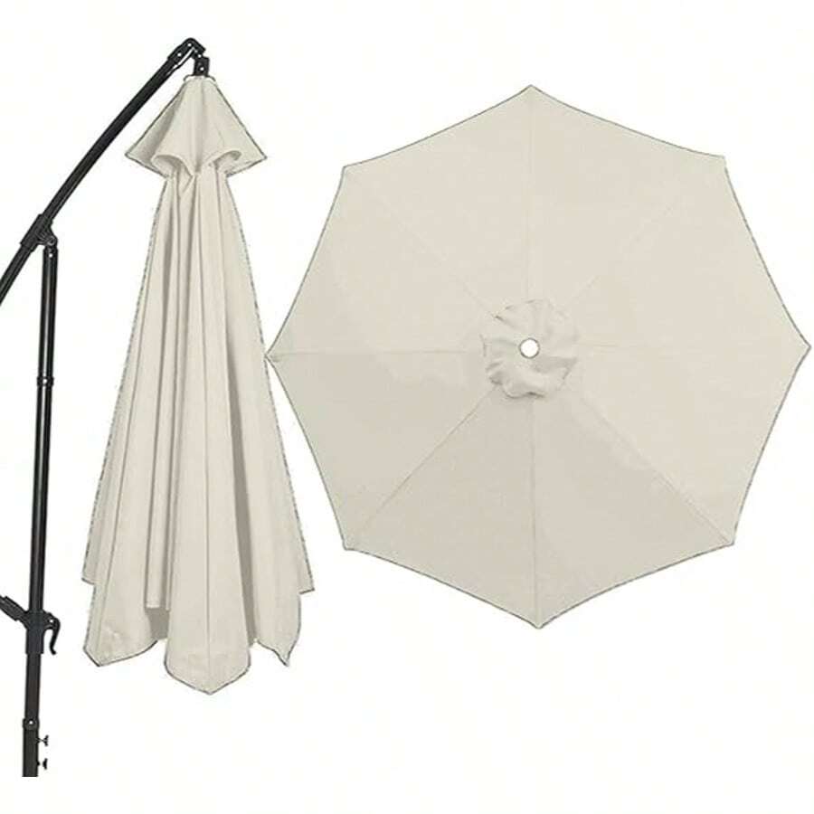 Toldo De Repuesto Para Sombrilla De Patio 8 Varillas, 2.7m, Cubierta De Repuesto Para Sombrilla De Jardín,Para Exteriores, Fiesta Y Playa - Blanco - Ver 1