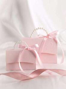 10个装仿珍珠装饰礼品袋,简约派对包装袋,珍珠手柄装饰纸质礼品盒,优雅粉色礼品包装盒,适用于情人节、婚礼礼物,压花花卉迷你包装盒,适用于礼品套装盒、小礼品袋、婚礼回礼、派对装饰、秋季、情人节派对回礼、母亲节礼物、礼品、新娘送礼会 - 粉色 - 查看 8