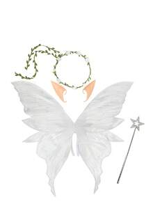 31.5" X 29.5" Adult Fairy Wings Costume Set - Suitable For Carnival Parties. Large Butterfly Wings With Flower Crown. Fairy Costume Set Includes Magic Wand And Elf Ears. - A - View 30
