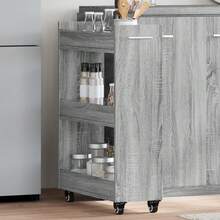 Armário vidaXL com rodas sonoma cinza 60x22x79 cm em madeira engenheirada - Cinza - Ver 1