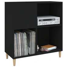 vidaXL Armário de discos 84,5x38x89 cm engenharia madeira preto - Preto - Ver 4