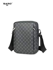 saroxi Men's Shoulder Bag, Retro Floral Pattern Side Pocket Messenger Bag, Casual Crossbody Bag, Multifunctional For Commuting And Leisure, Minimalist Style In Black And Brown, Great Gift For Men, Boyfriend,