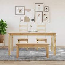 vidaXL Table à manger Panama 160x80x75 cm Bois massif - Tabac - Voir 3