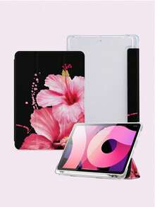 1pc Vintage Blue Hibiscus Flower Pattern Tablet Protective Case, Compatible With Apple IPad 10.2 Inch, IPad Pro 2021/2020, IPad 9th/10th Gen, IPad 11 Inch 11th Gen 2025, Galaxy Tab A8 10.5 Inch  Matepad 10. , Anti-Drop, With Pen Slot, Support Sleep/Wake - 多色-7 - 查看 5
