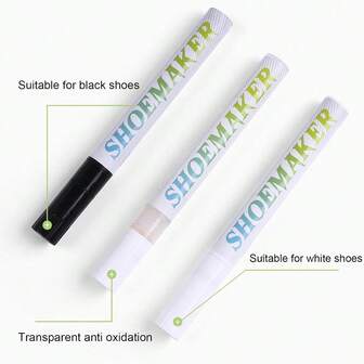 Set de 3 bolígrafos marcadores para suelas de zapatos deportivos, bolígrafo protector antioxidante para zapatillas, marcador blanco/negro, para reparar decoloración, refrescar el antioxidante transparente, herramienta quitamanchas