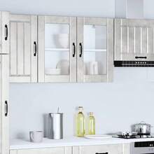 vidaXL Armoire murale de cuisine avec porte en verre Lucca gris béton - Gris - Voir 4