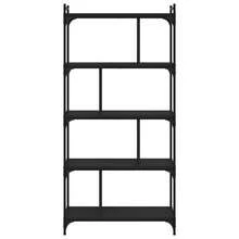 Libreria vidaXL a 5 ripiani, nera, 76x32x158 cm, in legno ingegnerizzato - nero - Visualizzare 4