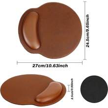 1pc Customized Oval Leather Mouse Pad, Ergonomic PU Leather Mouse Pad With Wrist Rest, Comfortable Memory Foam, Waterproof Surface, Suitable For Computer Desk, Portable Chair, Home, Office And Travel - Multicolor - View 2