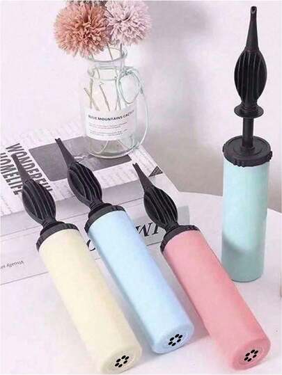 1pc/2pcs Portable Hand-Held Air Pump, Manual Balloon Inflator, Suitable For Birthday Party, Celebration, Wedding, Balloons (Random Color)
