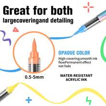 1 Peça Caneta Marcadora Acrílica, Controle Inteligente de Tinta, Conjunto de 12/24/36/48 Cores, Pintura, Grafite, Combinação de Coloração, Ferramenta de Desenho Profissional, Presente de Feriado, Essencial de Volta às Aulas - Multicolorido - Visão 10