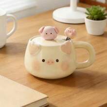 贝壳纹手柄咖啡杯碟套装 北欧风简约马克杯 家用陶瓷杯 复古水杯 - 彩色 - 查看 5