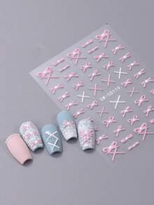2 miếng dán móng tay hình nơ hồng dễ thương dập nổi 5D chủ đề Valentine, họa tiết nơ ruy băng, tự dính, dùng để trang trí móng tay, phụ kiện làm móng cho ngày Valentine. - Nhiều màu - Xem 9