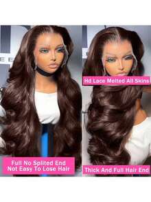 40 Inch 200% Density Wear And Go Glueless Wigs Human Hair Pre Plucked Pre Cut Brown 13x4 HD Lace Wigs Body Wave Lace Front Wigs Human Hair For Women 200% Density - S4 - 查看 8