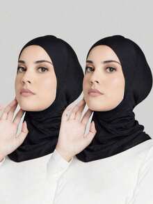 1/2件装穆斯林女士粘胶纤维头巾内衬，弹性针织颈部和下巴遮盖头巾帽即时内衬头巾 - 女士頭巾帽 - 查看 7