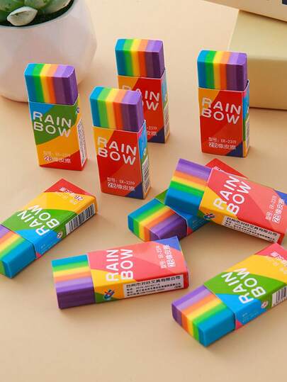 渐变彩虹橡皮擦，学生专用橡皮擦，擦拭效果极佳，有多种尺寸可供选择，是幼儿园/学校的完美奖励礼物。