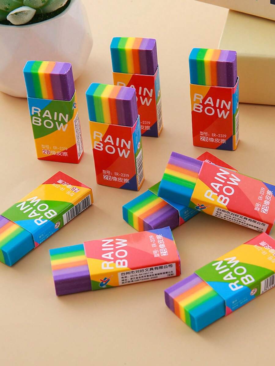 渐变彩虹橡皮擦，学生专用橡皮擦，擦拭效果极佳，有多种尺寸可供选择，是幼儿园/学校的完美奖励礼物。