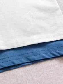 4件套夏季新款男婴恐龙印花Polo衫和休闲短裤套装 - 水鴨藍 - 查看 7