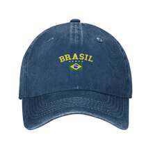 BRASIL Flag Print Baseball Cap - Classic Washed Vintage Snapback Hat, Outdoor Casual Sports Streetwear Vacation Hat, Brazilian Style Street Hip-Hop Chic - 藏蓝色 - 查看 12