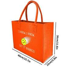 Let It Bounce (Bocce Ball) Print Felt Tote Bag For Bocce Enthusiasts Sporty Durable Bag. - Fruit Orange - View 2