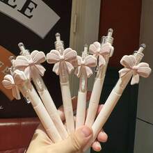 1支/5支/10支装蝴蝶结派对圆珠笔套装 - 可爱粉色高品质蝴蝶结系列按动式圆珠笔，派对礼品，返校必备，绘图笔，学习工具，时尚文具，纪念品多件套派对礼盒 - 黑色 - 查看 6