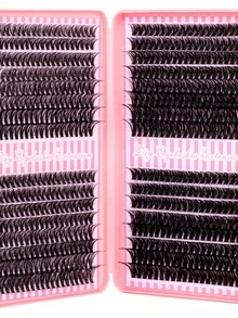 640片装，D型卷翘，DIY单根睫毛嫁接套装，柔软舒适，30D/40D/60D/80D自然簇状睫毛嫁接套装，含睫毛粘合剂和密封剂，卸除工具，以及家用镊子，单根睫毛嫁接套装，睫毛，睫毛簇 - 黑色 - 查看 5