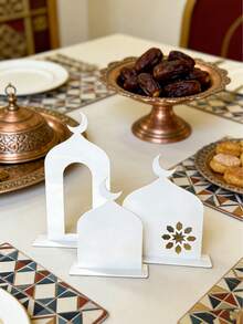 3件套伊斯兰新月亚克力桌面摆件 - 节日家居装饰，中东阿拉伯几何图案桌面中心摆件，伊斯兰风格装饰（黑/白/金，小/中/大/3件套） - 彩色 - 查看 23