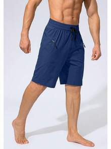Men's Swim Trunks Quick Dry Board Shorts With Zipper Pockets Beach Shorts Bathing Suits Men - No Mesh Liner - 午夜 - 查看 3