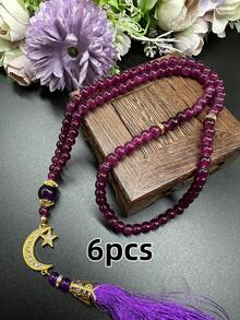 1/6 Islamic Prayer Beads, 99 Glass Imitation Beads, Star And Moon Decorations, Used For Muslim Worship And Arabic Praise Bracelets, Ramadan Supplies Gifts. - Multicolor - View 13