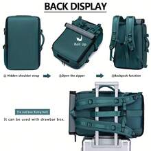 Mochila de viaje para mujer, mochila personal de gran capacidad, mochila aprobada por aerolíneas con compartimento para zapatos, mochila para portátil de 17 pulgadas, bolsa de trabajo, gimnasio y fin de semana, convertible a mochila y bolso de hombro - azul real - Ver 9