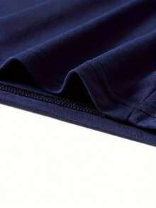 1件男士无袖印花连帽休闲运动背心，夏季 - 藏蓝色 - 查看 5