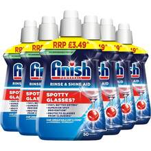 Finish, Dishwasher Rinse Aid, Lemon Rinse & Shine Cleaner, 400ml, Ultimate Clean & Diamond Shine, Glass Protection, Spot Prevention, Better Drying Vs Finish Detergent Alone - 250 Ml (Pack Of 6) - View 1