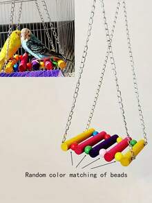 1pc Colorful Wooden Bird Swing Toy, Parrot Hanging Bridge, Bird Swing Ladder, Parrot Chewing Toy, Bird Cage Accessory - Multicolor - View 3