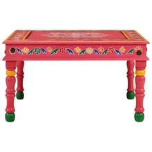 vidaXL Table basse rose bois de manguier massif peint à la main - Rose bonbon - Voir 2