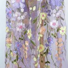 [Free Shipping]1 Yard Purple 3D Flowers Heavy Embroidery Lace Floral Fabric For Sewing Dresses Jacket Jeans (Purple Mesh,1 Yard) - Màu tím - Xem 5