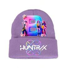 1pc KPOP Witch Hunting Girl Group Letter Knitted Beanie, Fashionable Cuffed Printed Knitted Hat