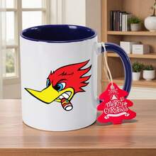 Woody Hot Rod 11oz Ceramic Coffee Mug With Red & Yellow Cartoon Design - Non-Slip Round Cup Office, Home, Thanksgiving, Halloween, New Year Gifts - Durable & Stylish, Festive Drinkware, Hand Wash Only, Holiday Shoppers - Màu xanh hải quân - Xem 3