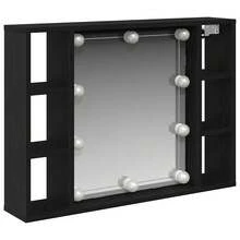 vidaXL Armario espejo marrón negro 76 x 15 x 55 cm madera de ingeniería - Negro - Ver 1