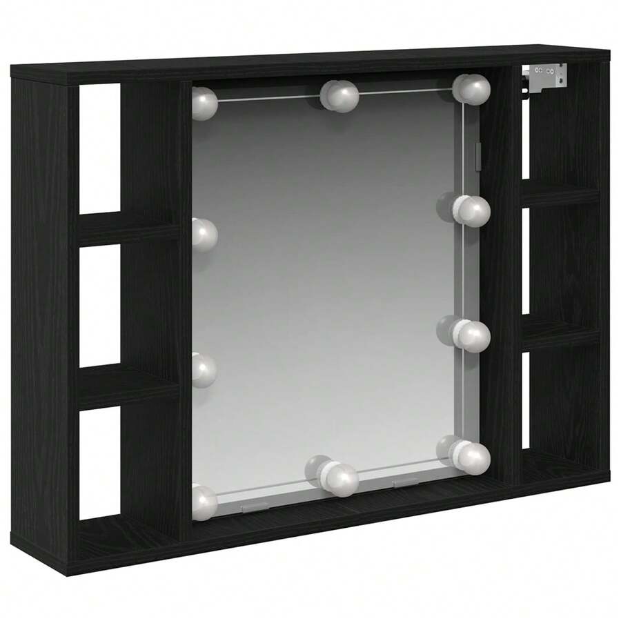vidaXL Armario espejo marrón negro 76 x 15 x 55 cm madera de ingeniería - Negro - Ver 1