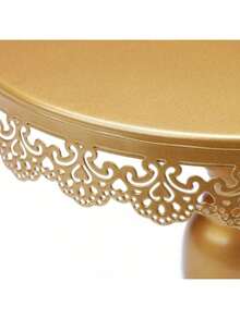 1 pieza Soporte redondo dorado para pastel, bandeja de postre con decoración elegante de encaje, adecuado para bodas, cumpleaños, fiestas, celebraciones, exhibición de pasteles - Multicolor - Ver 5