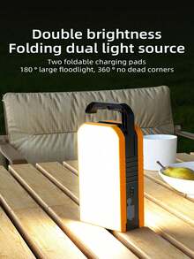 Multifunctional Foldable Solar Camping Light - Supports Type-C Charging, Power Bank Function, With Hook, Battery Indicator, Portable No-Stand Lamp, Suitable For Outdoor Camping And Emergency Lighting - Orange - View 10